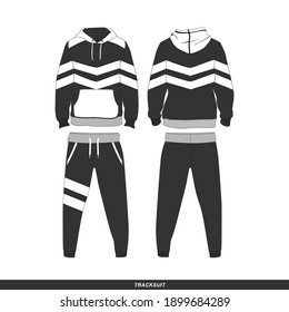 Tracksuit Minimalist, Modern Style. Color is Black and White, Template and Mockup Design for Commercial Use