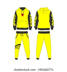 Tracksuit Minimalist, Modern Style. Color is Black and Yellow, Template and Mockup Design for Commercial Use