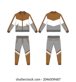 Tracksuit Minimalist, Modern Style. Color Is Brown, White And Grey V2, Template And Mockup Design For Commercial Use