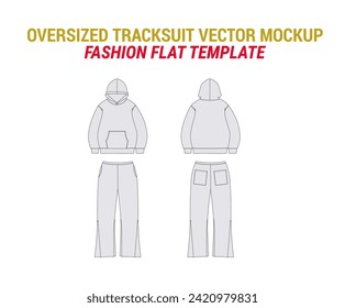 Tracksuit Mockup with Pajamas Joggers Technical Drawing Oversized Sweatsuit Vector Mockup Vector Sketch of Hoodie Sweatpants Joggers with Pockets svg