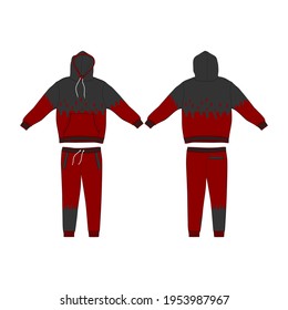 Tracksuit, Modern and Minimalist Style Design, Red and Dark Grey Commercial Use
