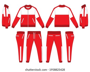 Tracksuit, Modern and Minimalist Style Design, Red and White, Commercial Use
