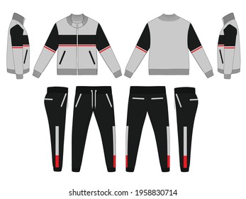 Tracksuit, Modern and Minimalist Style Design, Red and Black V2, Commercial Use