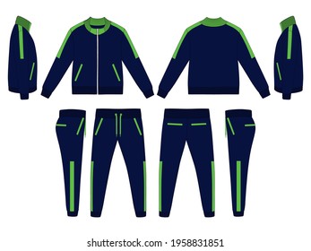 Tracksuit, Modern and Minimalist Style Design, Navy and Neon Green, Commercial Use