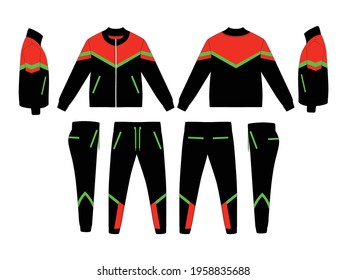 Tracksuit, Modern and Minimalist Style Design, Black and Orange, Commercial Use