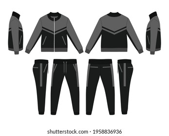 Tracksuit, Modern and Minimalist Style Design, Black and Grey, Commercial Use