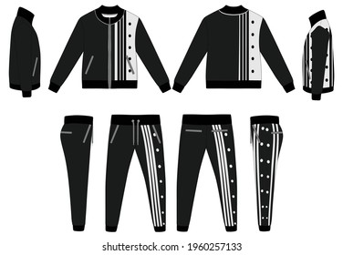 Tracksuit, Modern and Minimalist Style Design, Grey and Black V8, Commercial Use