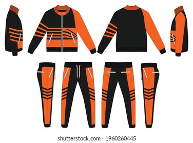 Tracksuit, Modern and Minimalist Style Design, Orange and Black, Commercial Use