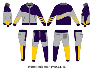 Tracksuit, Modern And Minimalist Style Design, Purple And Grey V8, Commercial Use