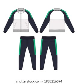 Tracksuit, Modern And Minimalist Style Design, Navy, Cream And Green, New Style, Commercial Use