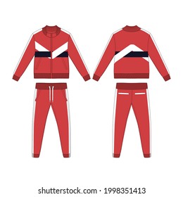 Tracksuit, Modern and Minimalist Style Design, Red, Navy and White, New Style, Commercial Use