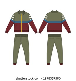 Tracksuit, Modern and Minimalist Style Design, Green and Maroon, New Style, Commercial Use
