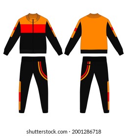 Tracksuit, Modern and Minimalist Style Design, Orange and Black , V10, Commercial Use
