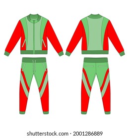 Tracksuit, Modern and Minimalist Style Design, Green and Red, V10, Commercial Use