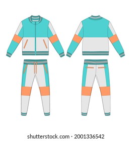 Tracksuit, Modern and Minimalist Style Design, Orange, Light Grey and Tosca, V10, Commercial Use