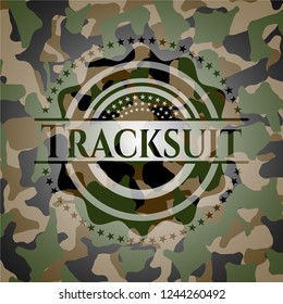 Tracksuit on camouflaged texture
