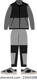 pantalones de tracksuit y chaqueta con zapatillas