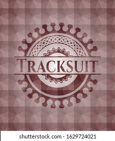 Tracksuit red emblem with geometric pattern. Seamless.