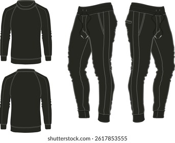 Tracksuit sports item men and women color option with black white fully editable file