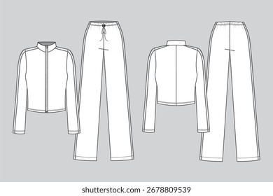 Tracksuit Technical Drawing - Front and Back View - Apparel Design