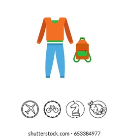 Tracksuit of trousers, sweater, backpack
