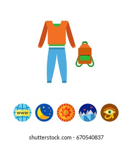 Tracksuit of trousers, sweater, backpack