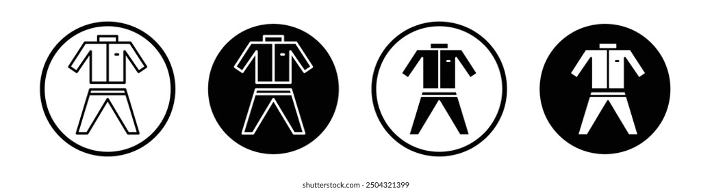 Tracksuit vector icon set black filled and outlined style.