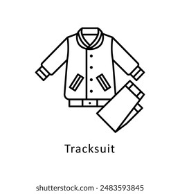 Trainingsanzug Vektorgrafik Outline Design Illustration. Symbol auf weißem Hintergrund EPS 10 Datei