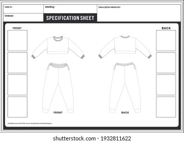 Tracksuit Woman Specification Sheet, Detailing and Simple, for Commercial Use