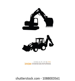 tracktor and backhoe car icon.vector illustration.eps10.
