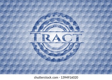 Tract blue hexagon emblem. Vector Illustration. Detailed.