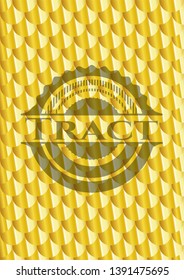 Tract gold badge. Scales pattern. Vector Illustration. Detailed.