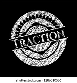 Traction chalkboard emblem written on a blackboard