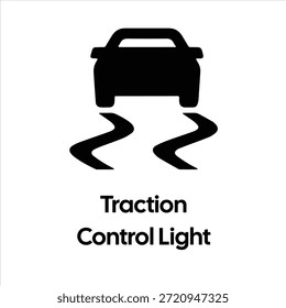 Traction Control Light Icon - Auto mit Skid Marks Symbol - Hochwertiges Vektorgrafik-Stockbild