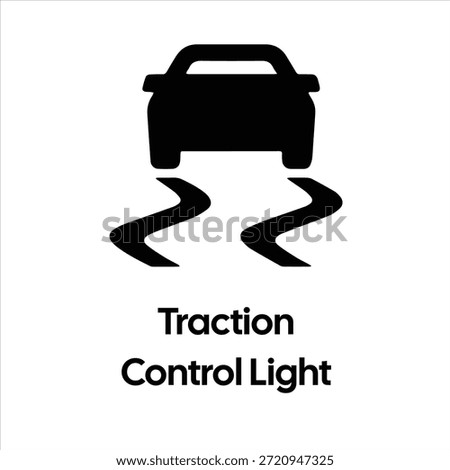 Traction Control Light Icon – Car with Skid Marks Symbol – High Quality Vectorial Stock Image