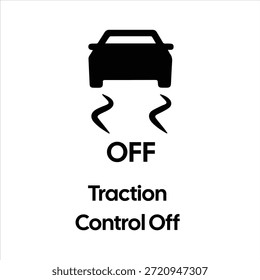 Control de tracción Off Icon - Coche con marcas de deslizamiento y etiqueta OFF - Imagen de stock vectorial de alta calidad