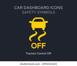 Traction Control Off Safety Symbol Car Dashboard - High Quality Vectorial Graphic