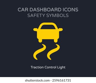 Traction Control Safety Symbol Car Dashboard - High Quality Vectorial Graphic