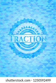 Traction sky blue emblem with mosaic background