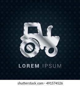 Tractor 3D silver/platinum metallic chromium precious Icon / Logo Design