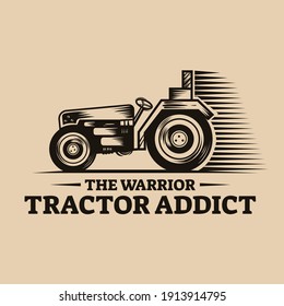 
Tractor Addict illustration with vintage style. Emblem design