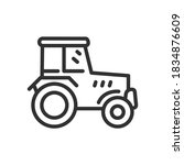 Tractor. Agricultural machine, linear icon. Editable stroke