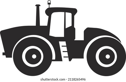 Tractor para trabajo agrícola. Símbolo plano negro. Imagen aislada en un fondo blanco.