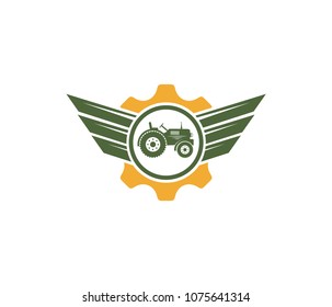 tractor agriculture farm field tool vector icon logo design template