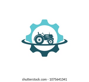 tractor agriculture farm field tool vector icon logo design template