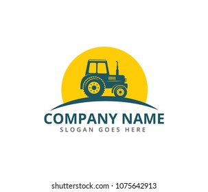 tractor agriculture farm field tool vector icon logo design template