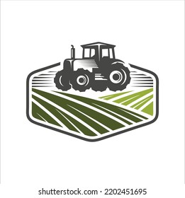 Tractor Agriculture logo design template. Farming, agriculture logo template vector illustration