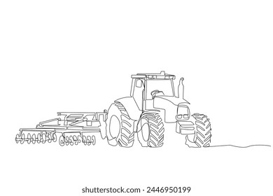 tractor agriculture soil land business industry one line art design vector