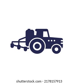 tractor, agrimotor con icono de pulverizador