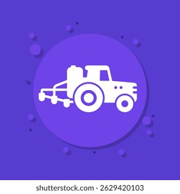 tractor, agrimotor with sprayer vector icon